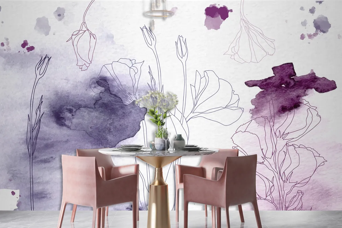 Watercolor Floral Background Wallpaper Mural