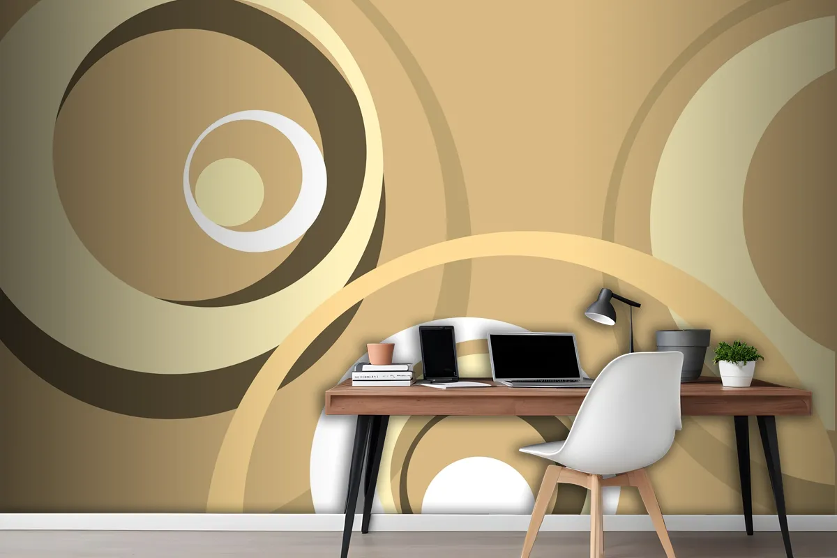 Retro Background With Circular Wavy Shapes Wallpaper Mural