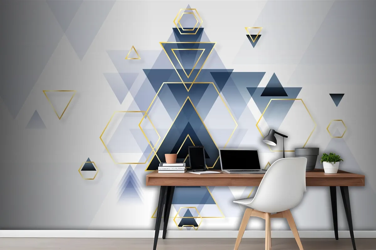 Abstract Gradient Geometric Wallpaper Mural