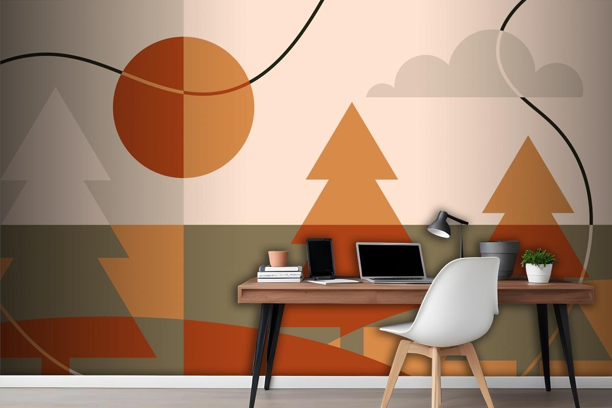 Flat Design Soft Earth Tones Background Wallpaper Mural