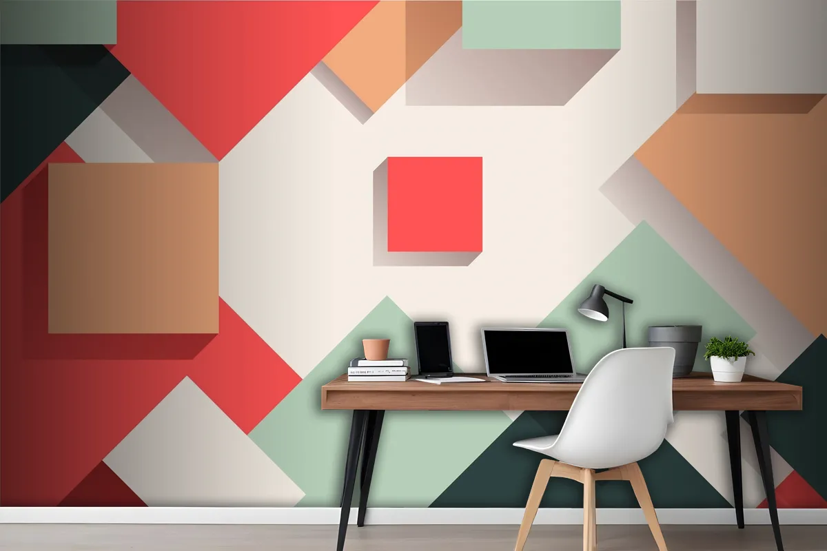 Flat Geometric Background Office Wallpaper Mural