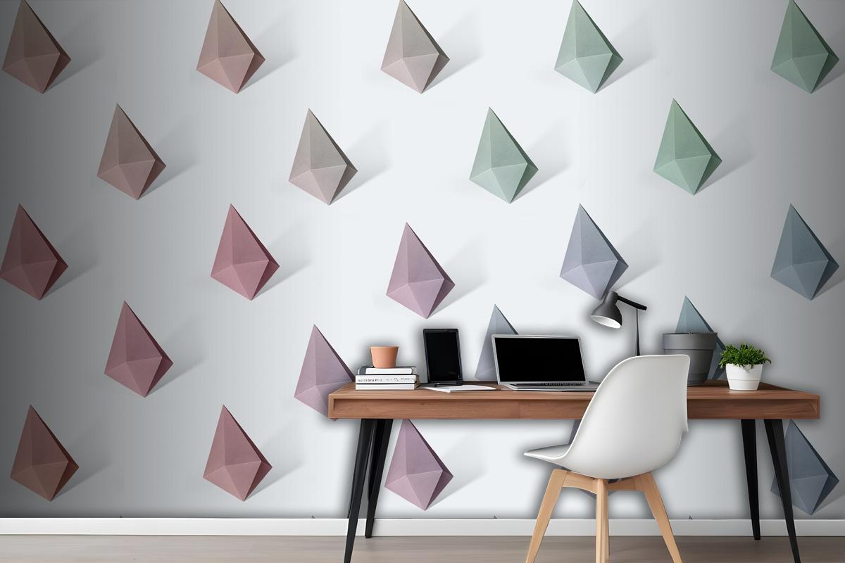 Colorful Paper Craft Diamond Shape Patterned Wallpaper Mural