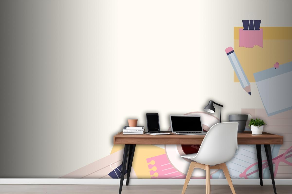 Paper Notes Illustration In Flat Design Wallpaper Mural