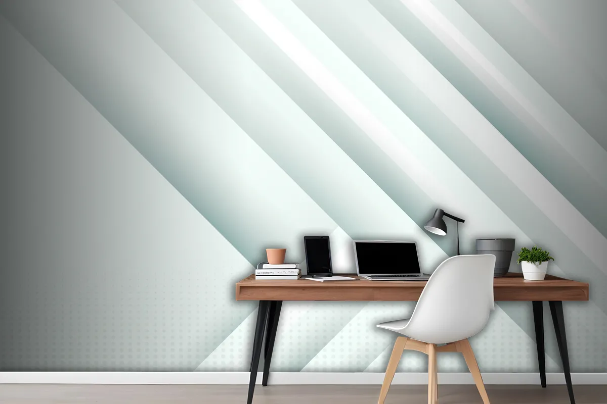 Gradient White Monochrome Office Wallpaper Mural