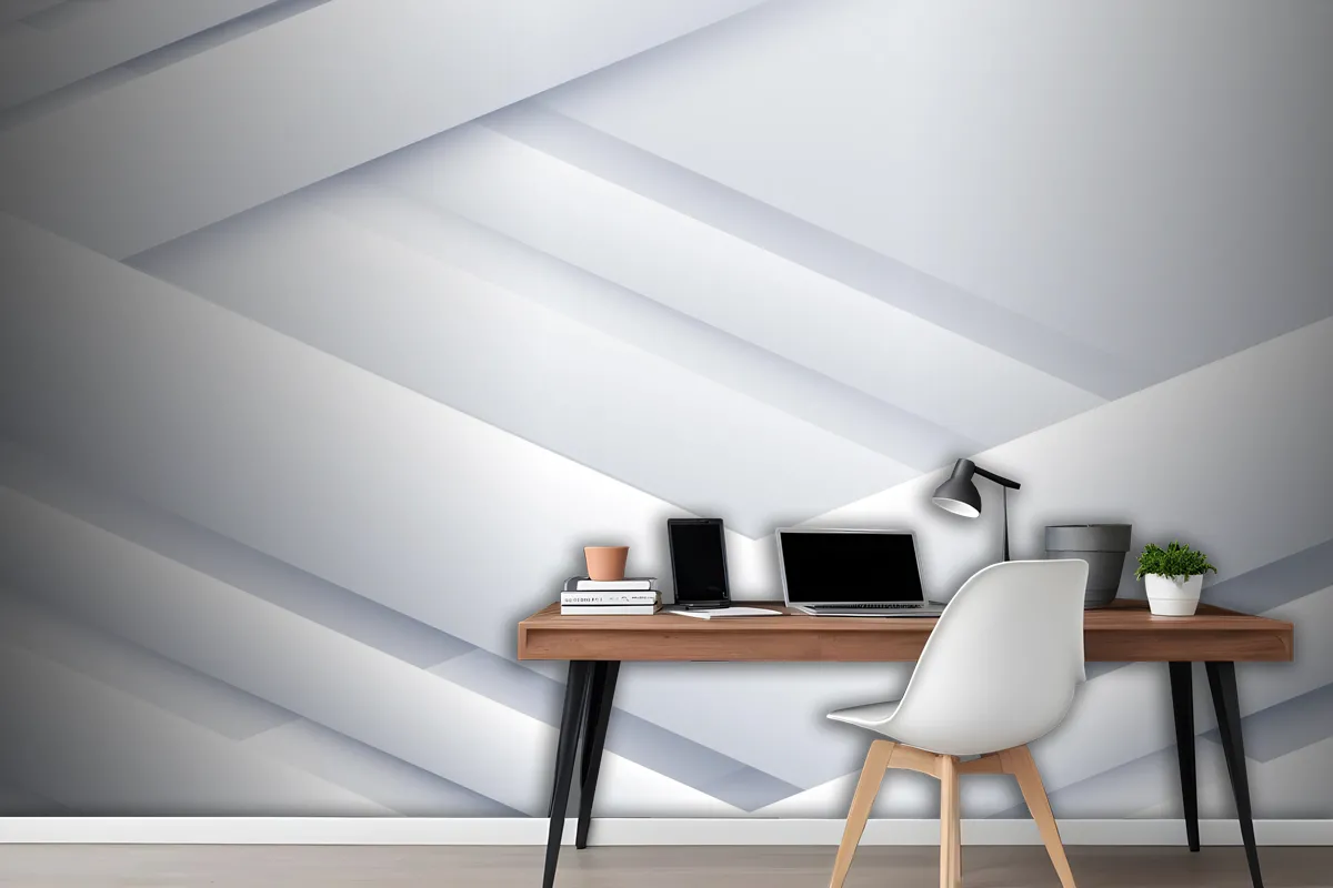 Paper Style White Monochrome Wallpaper Mural