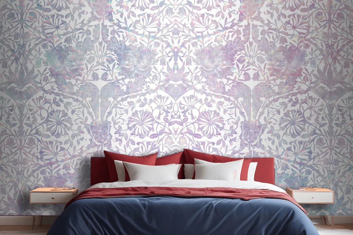 Vintage Floral Holographic Pattern Wallpaper Mural