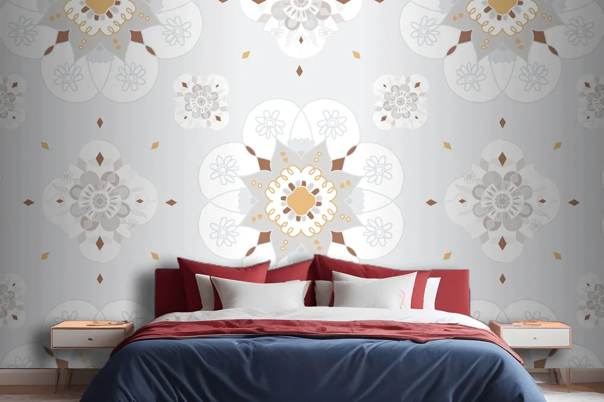 Oriental Mandala Floral Pattern Wallpaper Mural