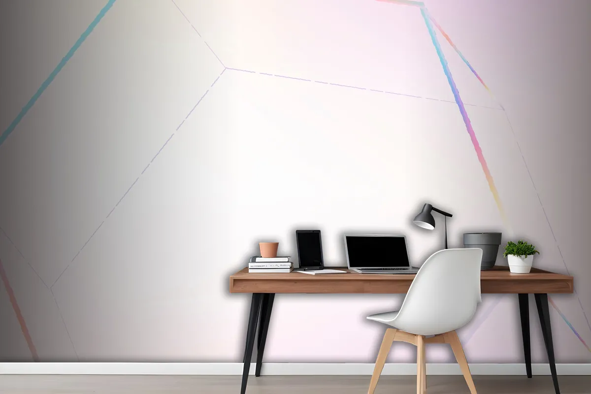 Pink Geometric Hexagonal Prism Office Wallpaper Mural