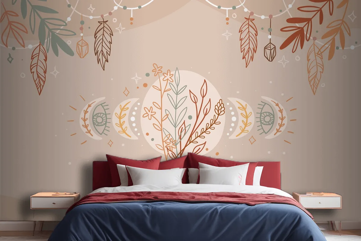 Hand Drawn Boho Background Wallpaper Mural