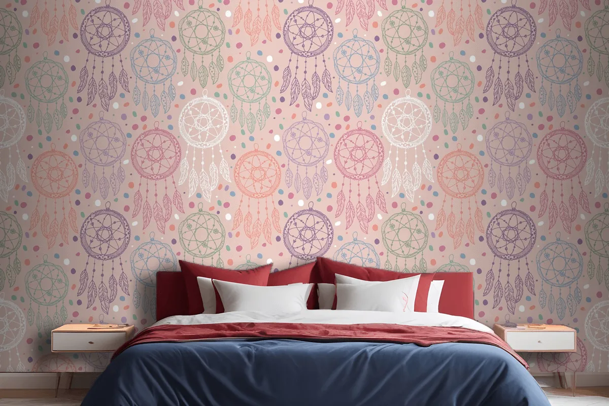 Engraving Hand Drawn Boho Pattern Design Wallpaper Mural