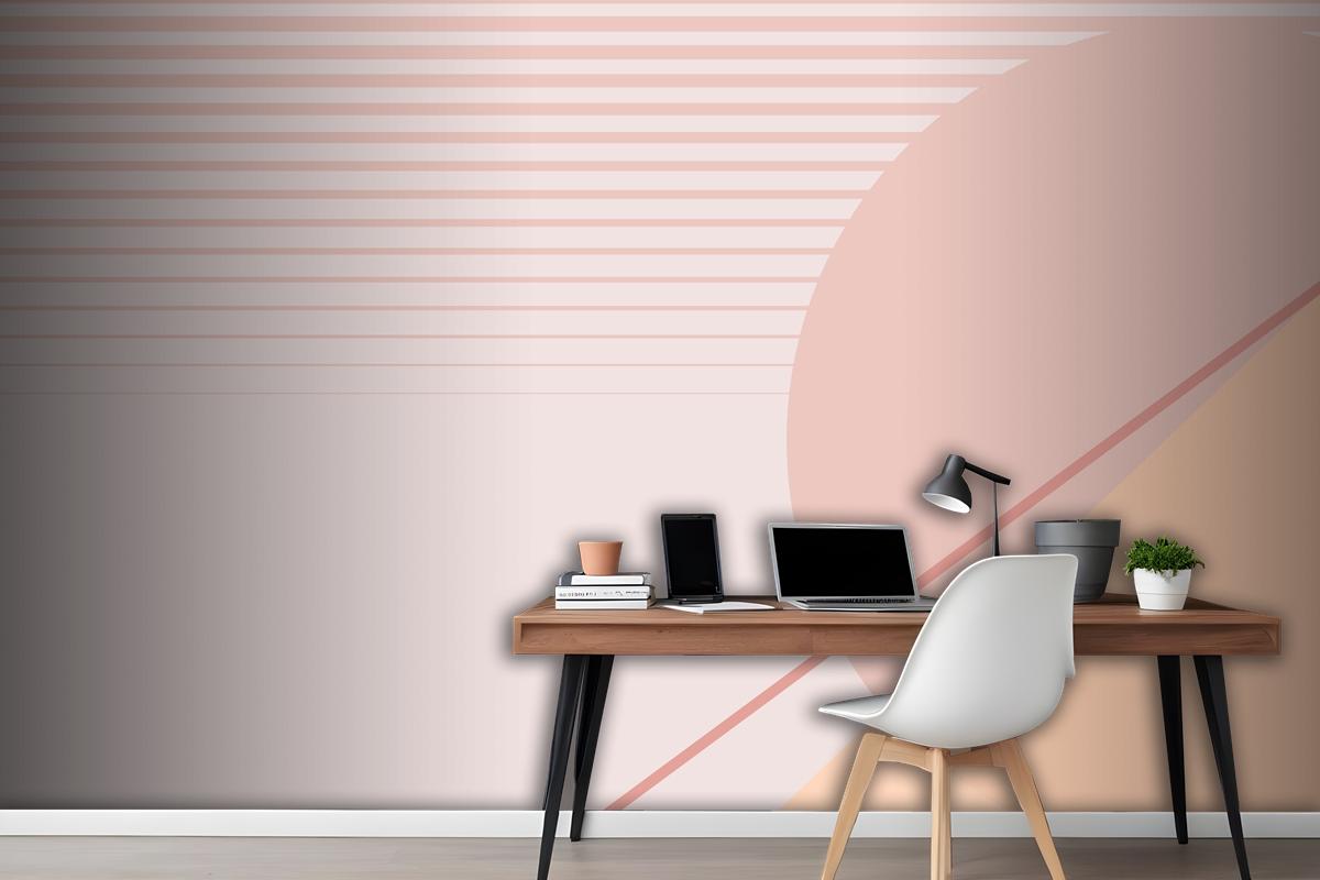 Moon Geometric Scenery Background In Pastel Pink And Orange Wallpaper Mural