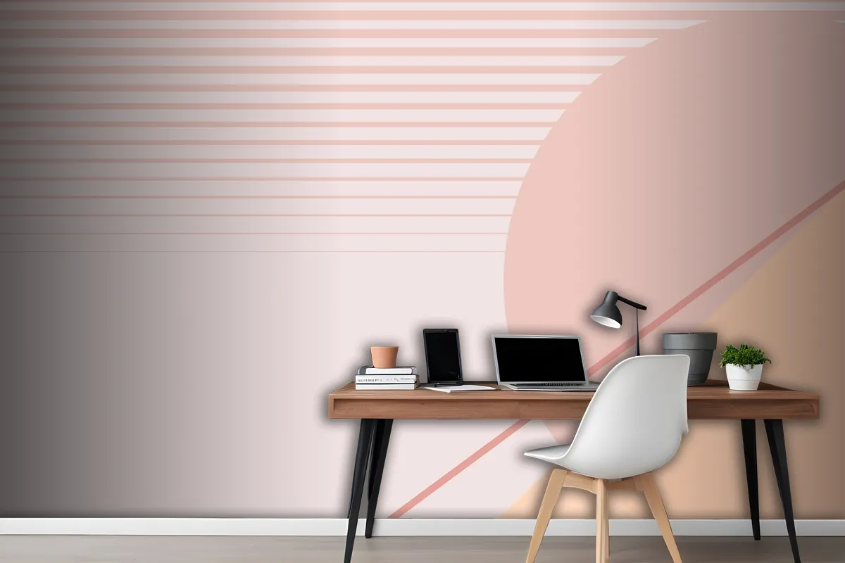 Moon Geometric Scenery Background In Pastel Pink And Orange Wallpaper Mural