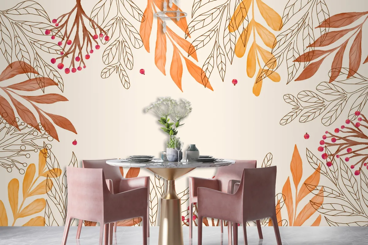 Watercolor Autumn Background Wallpaper Mural