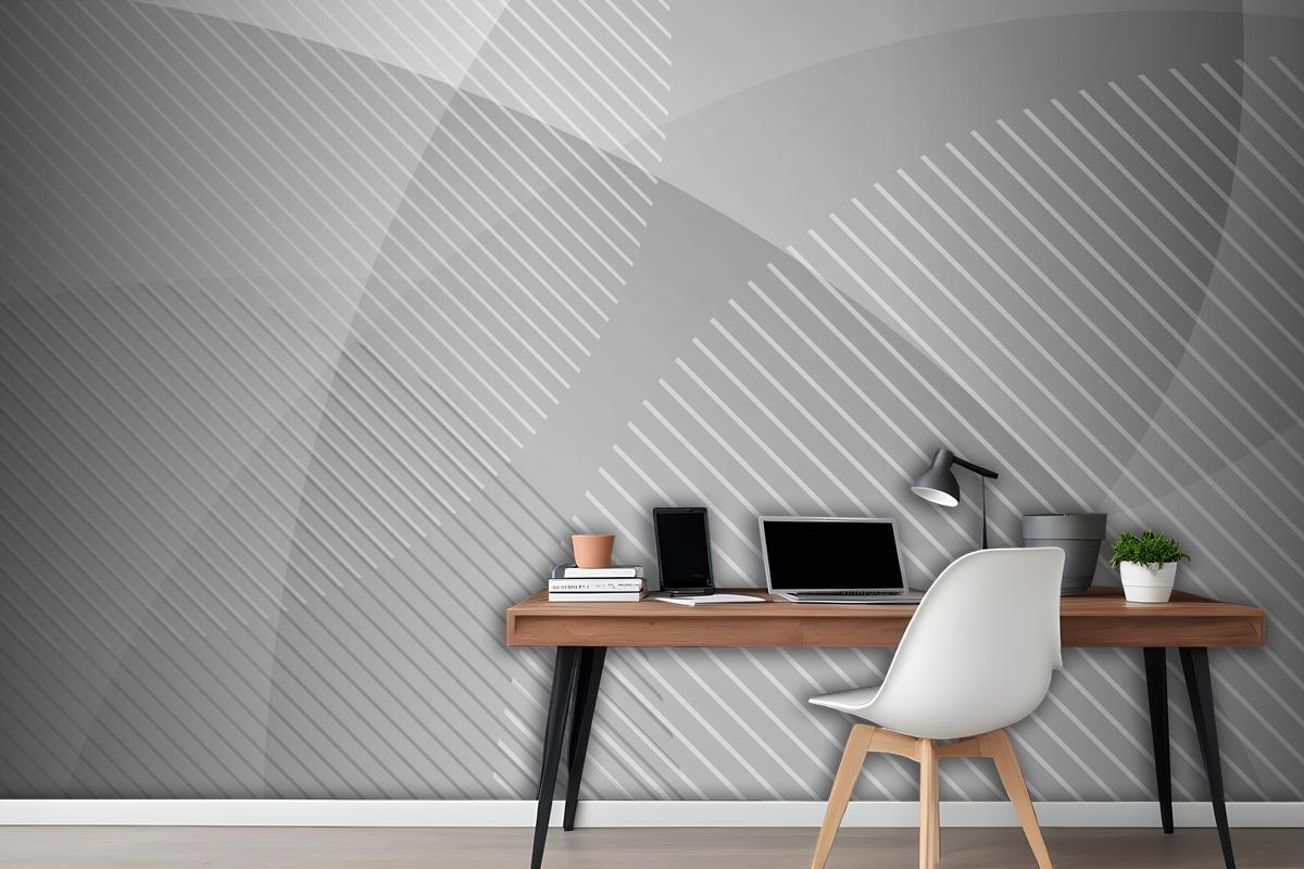 Abstract White And Gray Geometric Circles Layer Transparency Wallpaper Mural