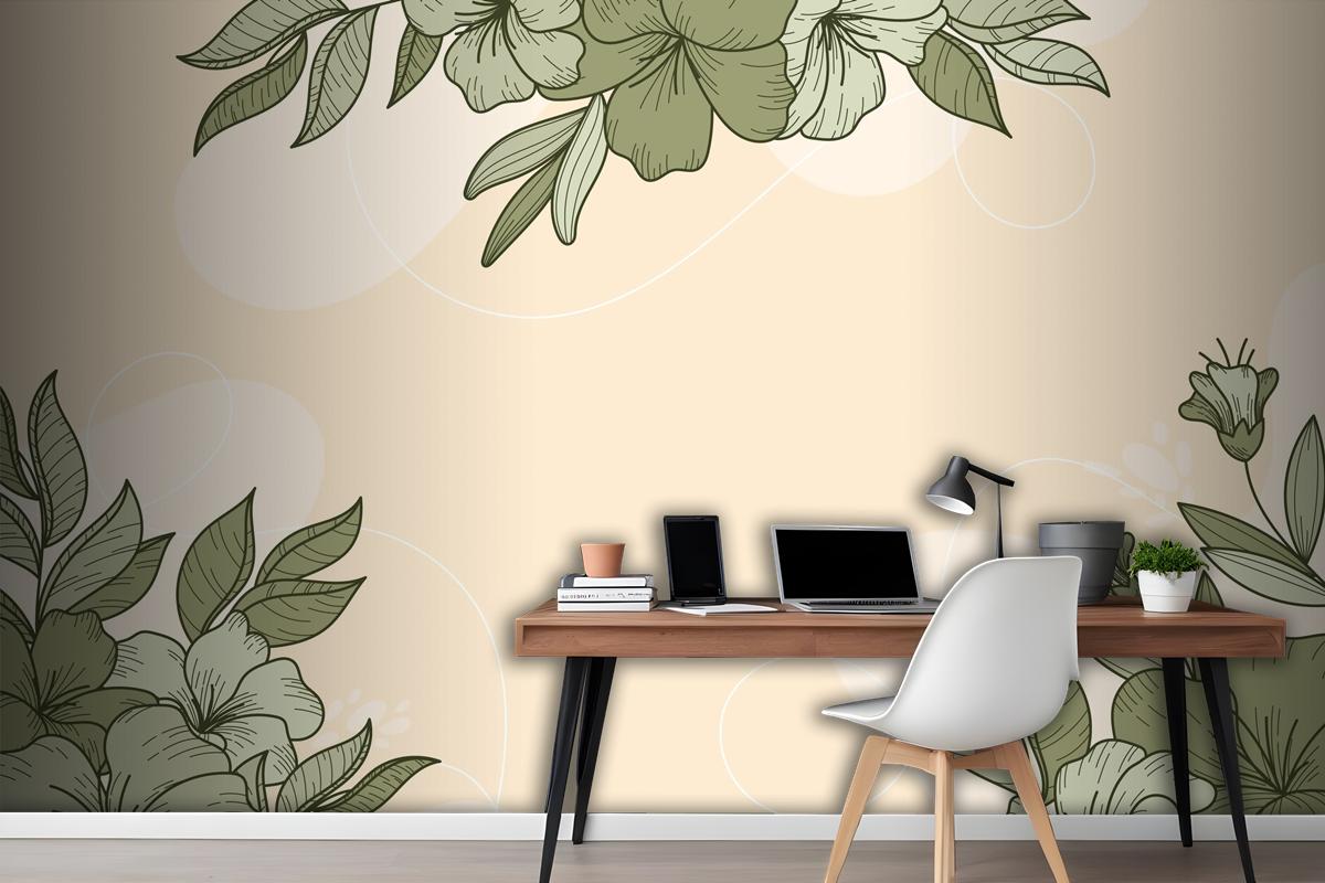 Floral Linear Design Background Wallpaper Mural