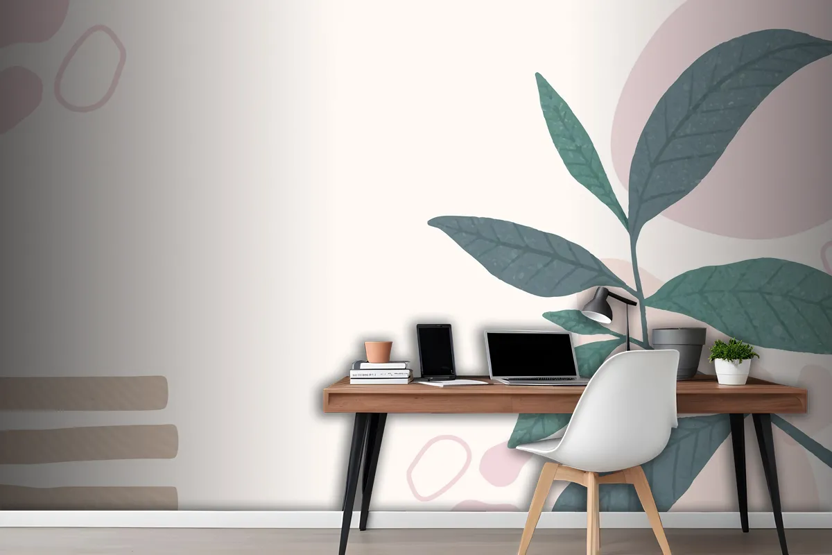 Aesthetic Pastel Botanical Abstract Office Wallpaper Mural