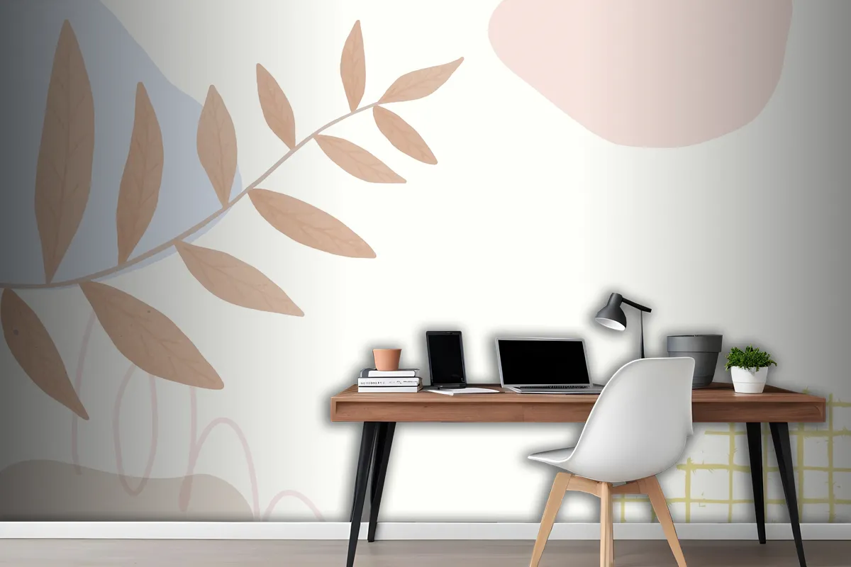 Aesthetic Pastel Botanical Abstract Wallpaper Mural