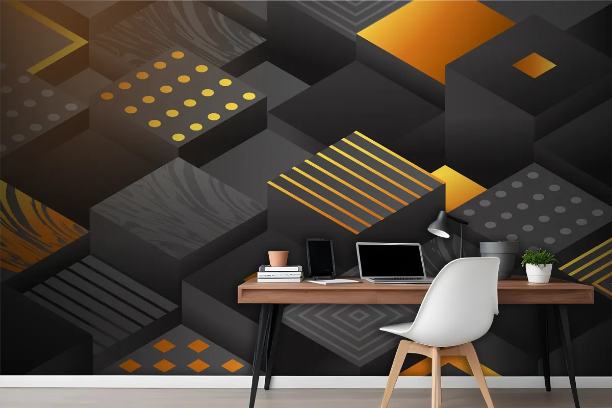 Gradient Black Background With Cubes Office Wallpaper Mural