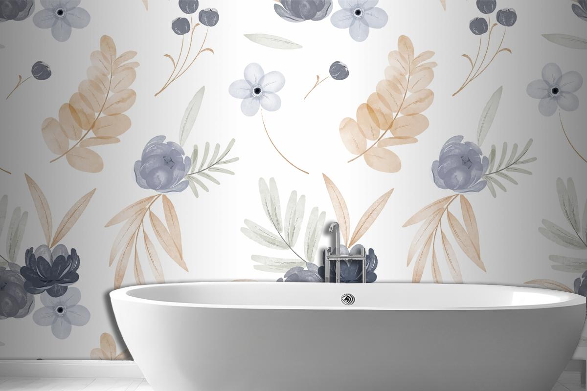 Watercolor Floral Pattern Wallpaper Mural