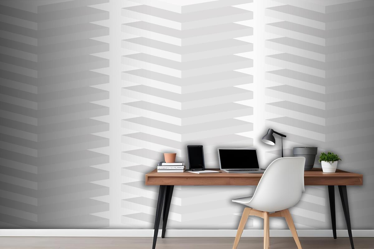 Geometric Pattern Background White Minimal 3D Design Wallpaper Mural