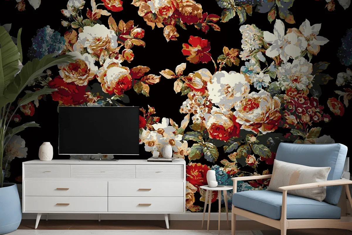 Seamless Flower Pattern Wallpaper Mural