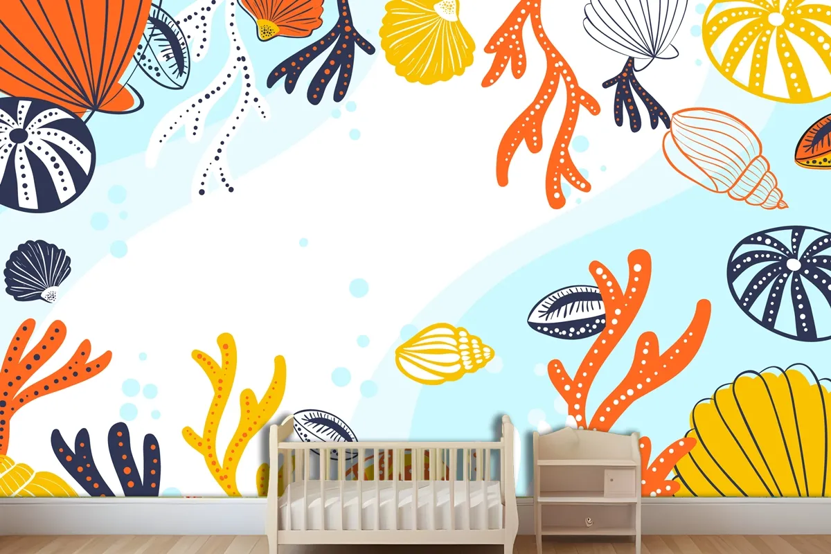 Hand Drawn Aquatic Background Wallpaper Mural