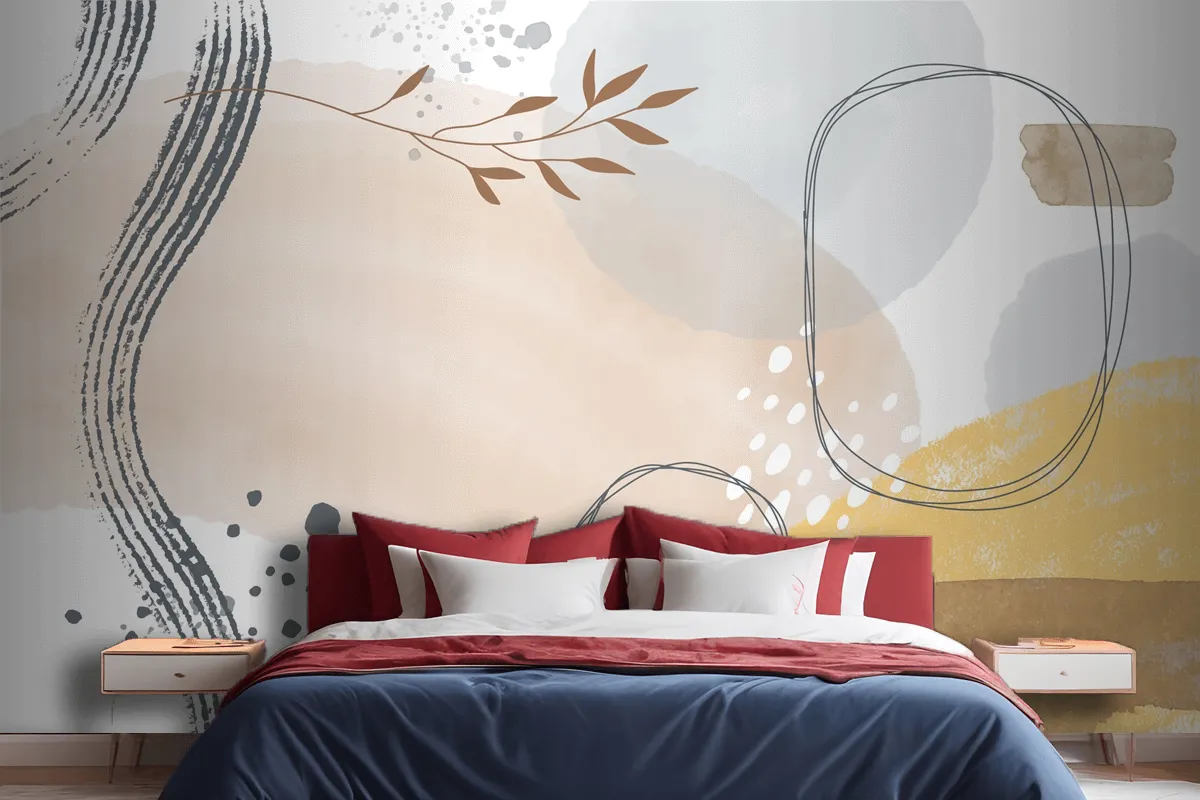 Watercolor Abstract Doodle Background Wallpaper Mural