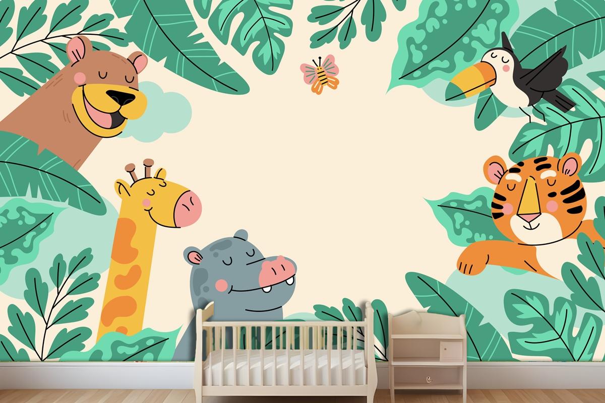 Hand Drawn Wildlife Background Wallpaper Mural