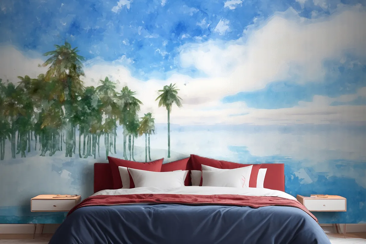 Watercolor Summer Tropical Wallpaper Mural