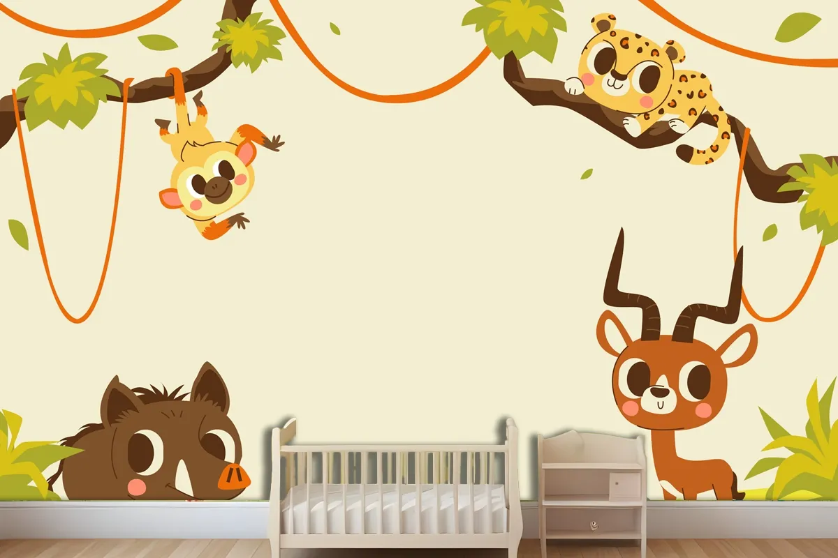 Hand Drawn Wildlife Background Wallpaper Mural