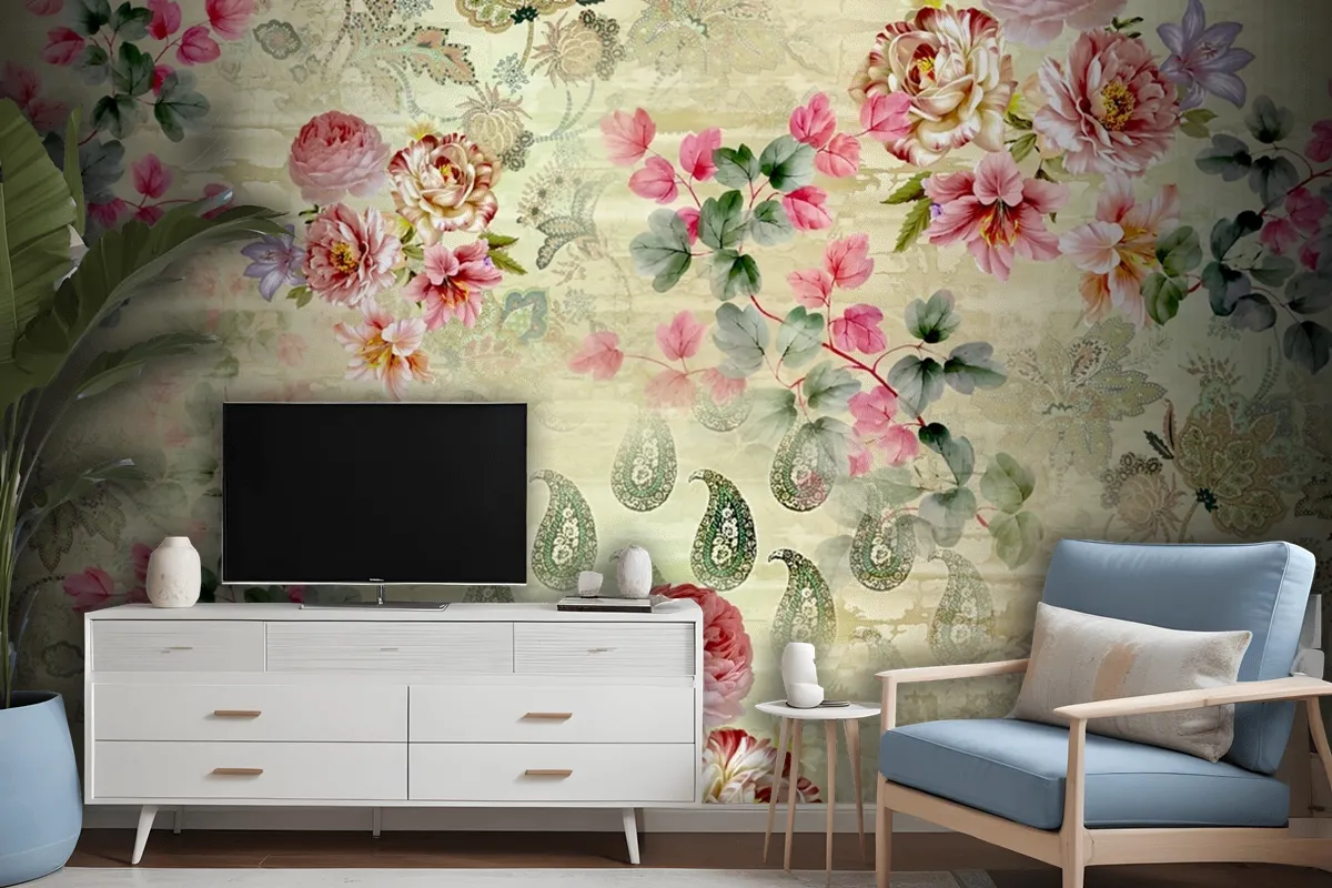 Beautiful Floral Pattern Wallpaper Mural