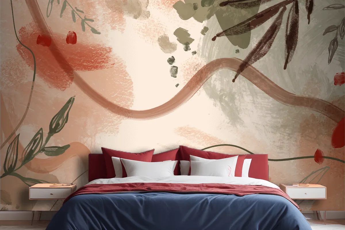 Watercolor Terracotta Pattern Design Wallpaper Mural