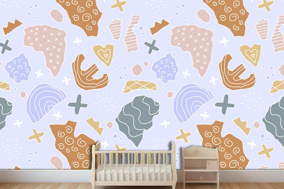 Hand Drawn Cutout Collage Pattern Wallpaper Mural