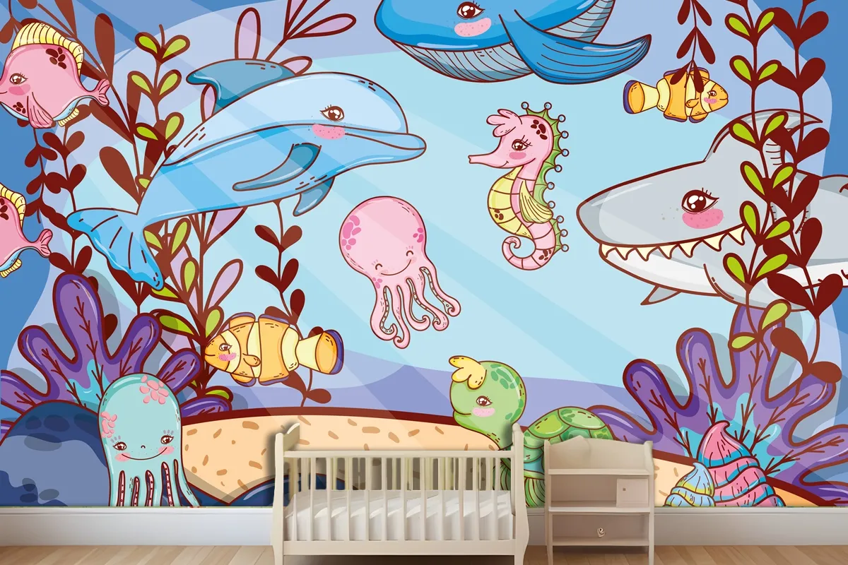 Aquatic Marine Life Wallpaper Mural