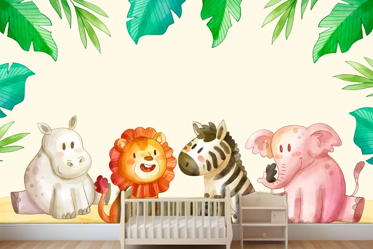 Watercolor Safari Background Wallpaper Mural