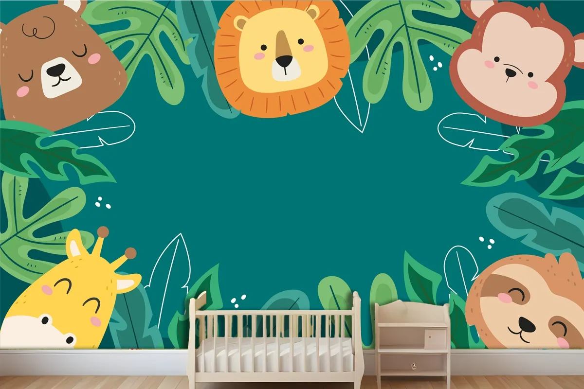 Flat Background For World Wildlife Day With Flora And Fauna Wallpaper Mural