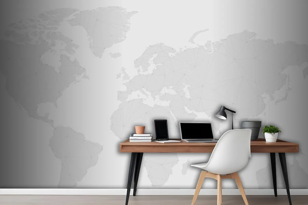 Worldwide Connection Gray Background Wallpaper Mural