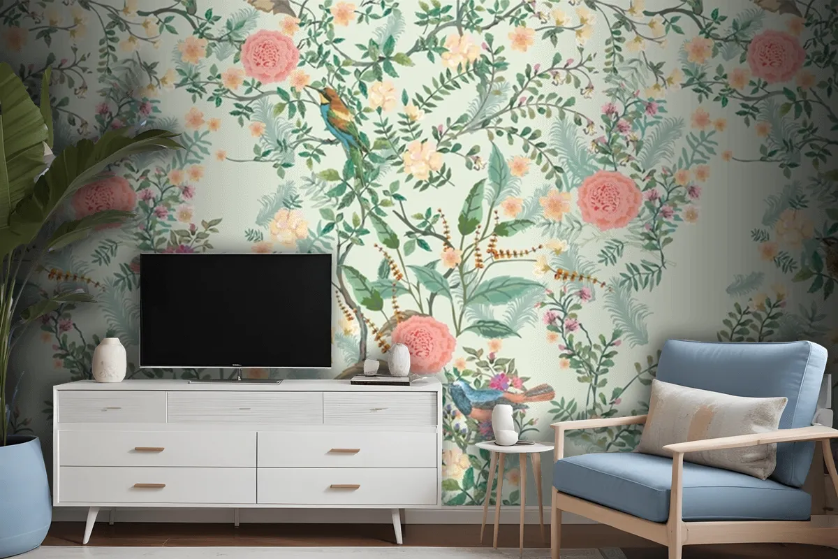 Vintage Decorative Garden Seamless Pattern For Wallpaper Mural