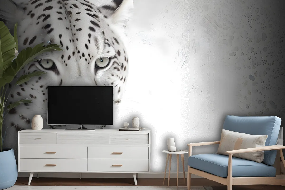 3D Look Monochrome Tiger Wallpaper Mural