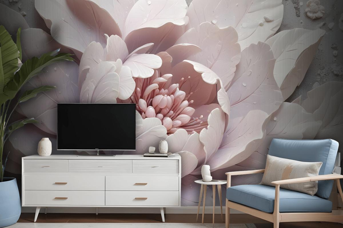 3D Look Soft Floral Wallpaper Mural