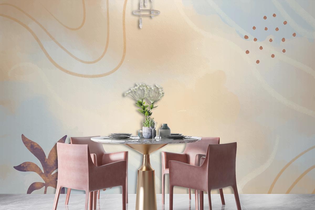 Neutral Watercolor Dining Room Wallpaper Mural