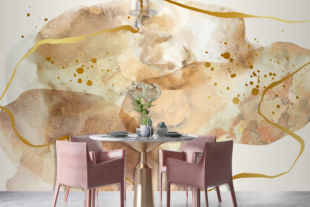 Neutral Watercolor Background Dining Room Wallpaper Mural