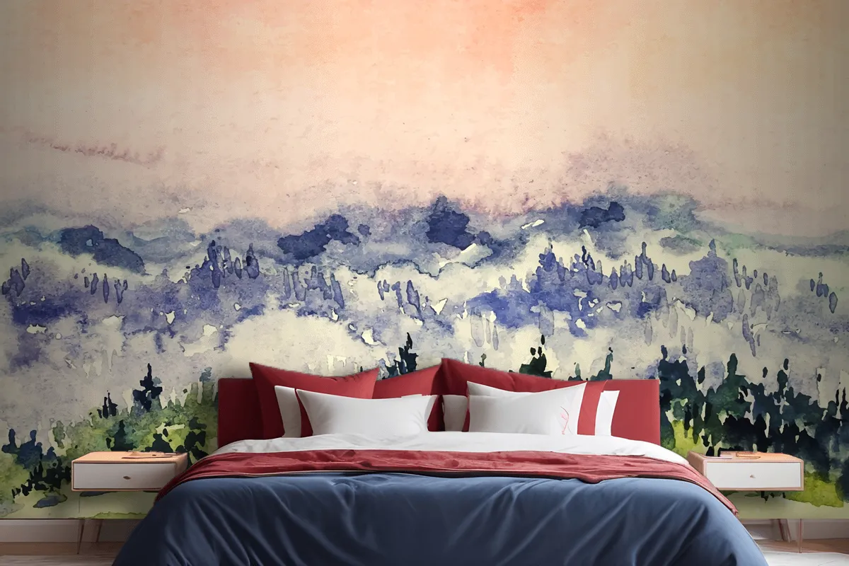 Abstract Watercolor Landscape Background Wallpaper Mural