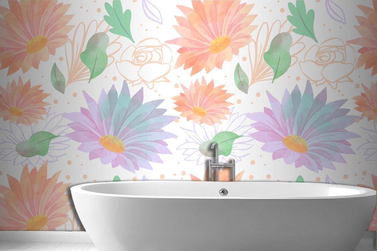 Floral Background With Soft Colors Wallpaper Mural