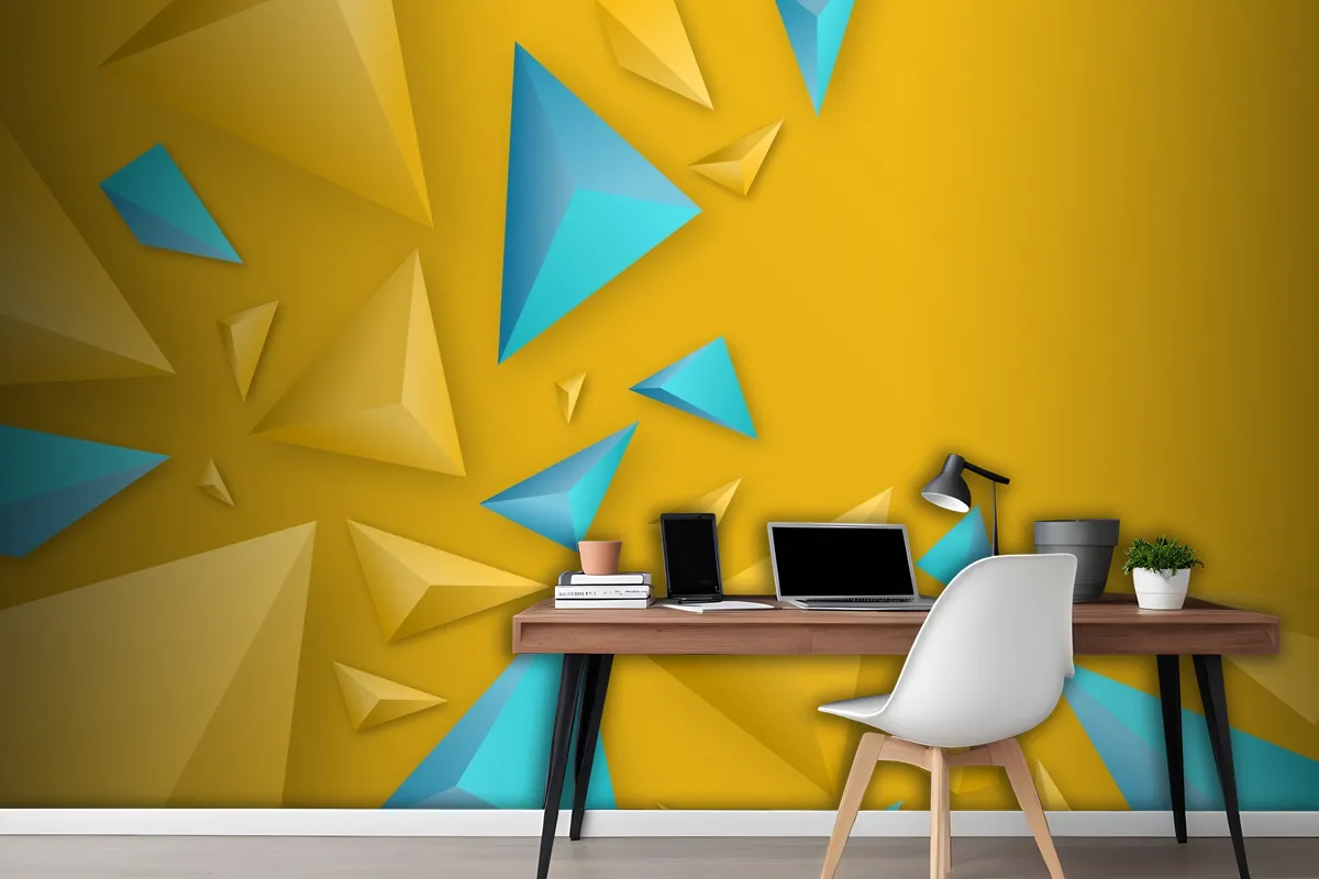 3D Triangle Background With Vivid Colors Wallpaper Mural