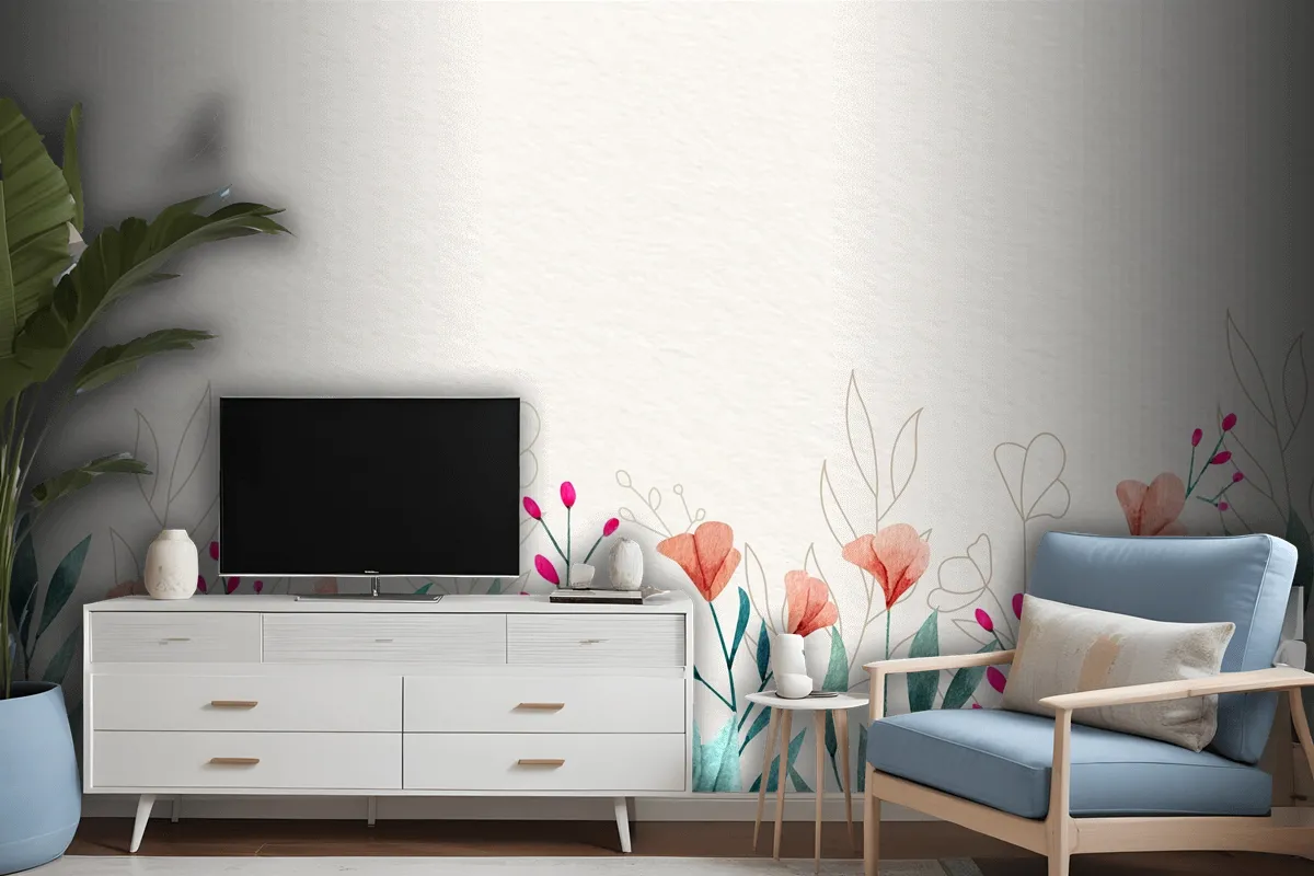 Watercolor Floral Wallpaper Concept Wallpaper Mural