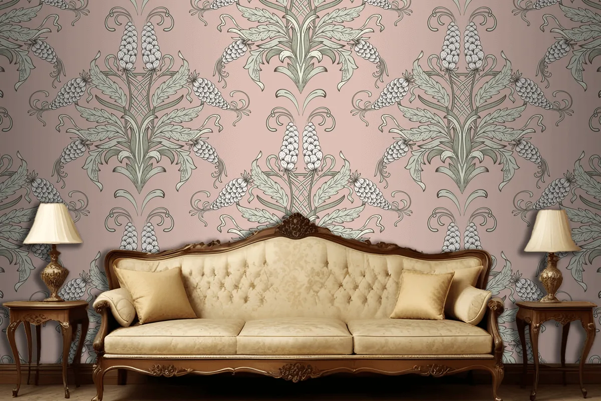 Damask Seamless Emboss Pattern  Wallpaper Mural