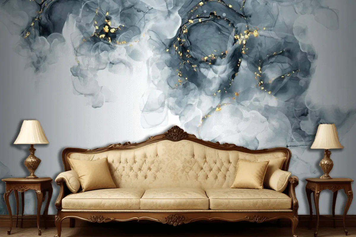 Elegant Hand Painted Alcohol Living Room Wallpaper Mural