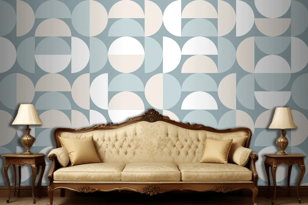 Flat Design Color Blocking Pattern Living Room Wallpaper Mural