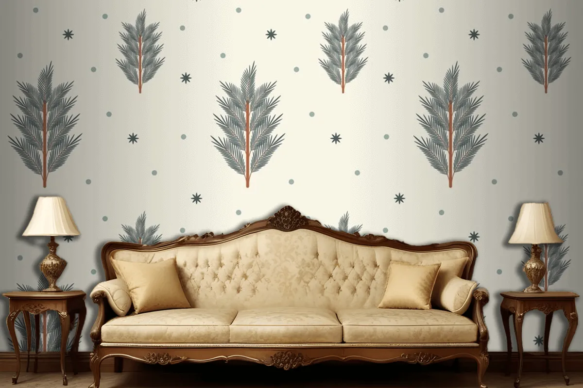 Flat Of Christmas Tree Seamless Pattern Living Room Wallpaper Mural